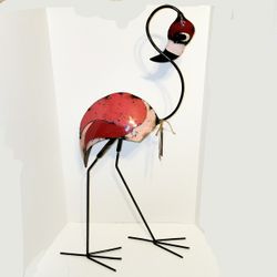 Metal Pink Flamingo Yard Decor 3 Feet Tall