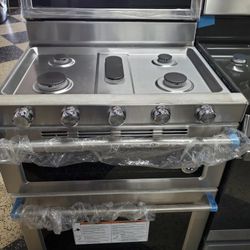 kitchen aid stove double oven all stainless open box warranty