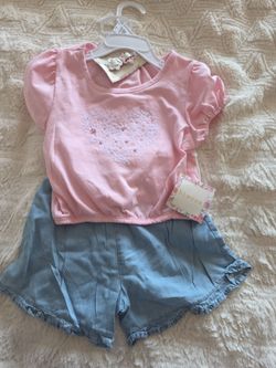 3 pc pink short set for toddler girls