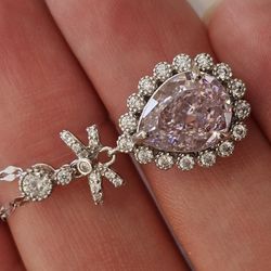 Certified 2 Carats Pink Lab Diamond Wedding Gift Solid 925 With 18k Real White Gold 
