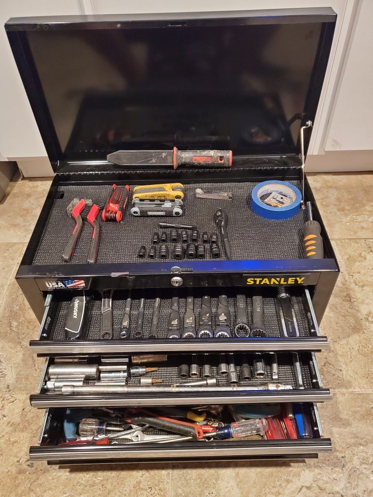 Stanley tool box with mixed tools