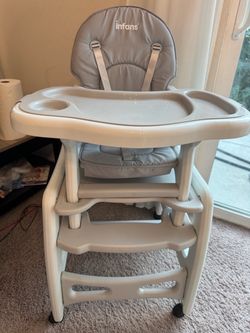 3-in-1 Convertible Baby High Chair with Table and Chair Set