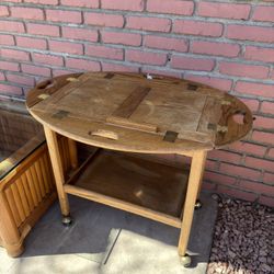 Oak Butlers Tray Coffee Table on wheels