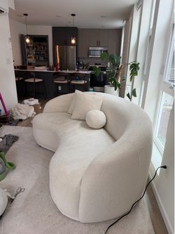 Modern Curved Boucle Couch