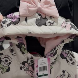 5T Minnie Mouse Puffer Jacket Hoodie Chaqueta Para Ninas Disney Sweater