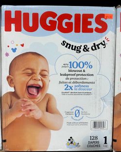Huggies Snug & Dry Baby Diapers Size 1, 128 Diapers