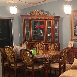 Formal Dining Room Set.  Table for 8 plus a Breakfront 