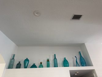 Shades of blue glass bottles