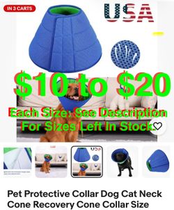 Pet Protective Collar Dog Cat Neck Cone Recovery Cone Collar Size Available: Please see Description.
