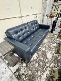 Modern Dark Blue/Gray Tufted Sofa / Apartment Couch – Excellent Condition