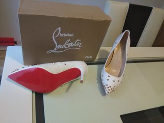 White and gold spike Red Bottoms