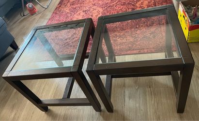 OBO Brown Square Side Tables Glass Top