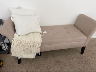 Upholstered Tufted Bench with Rolled Arms