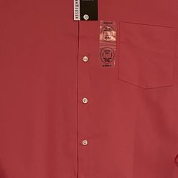 Men’s Van Heusen No Iron Lux Sateen Peach Salmon Dress Shirt, Size: 18½ X 36/37