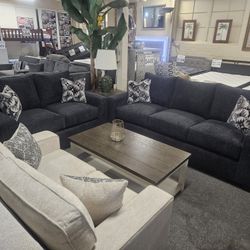 Brand New Dark Gray Soft Chenille Sofa + Loveaeat 2PCs Set