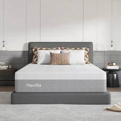 New Novilla 14 Inch Queen Size Gel Memory Foam Mattress in a Box, Pressure Relieving & Plush Comfort, Bliss, Grey  New in box 2503N801-14-Q * 【GET UP 