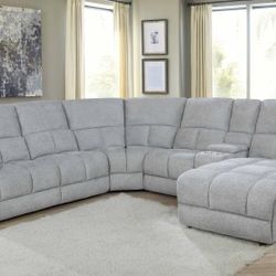 New 6pc  Sectional Sofa With Three Power Recliners 