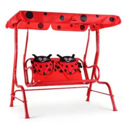 Kids Patio Swing Chair Children Porch Bench Canopy 2 Person