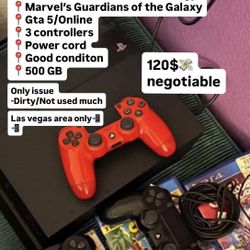 Playstation 4 with 3 controllers and 5 games