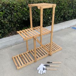 New In Box Each Heavy Duty 32x10x32 Inch Tall 3 Tier Bamboo Plant Stand Rack for Indoor Or Outdoor Flower Pot Holder Shelf Natural Color 