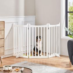 Dog Gate 36" H Extra Large Freestanding Pet Gate 3-Panel Wooden Dog Fence with 2 Support Feet Folding Dog Gate for Indoor, Stairs, Doorways 592643