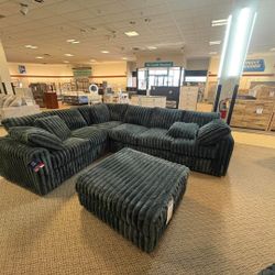 Gun Metal Corduroy Sectional Couch Set Only $39 Down Payment 👉 PLEASE ASK FOR JON GREEN WHEN YOU ARRIVE!