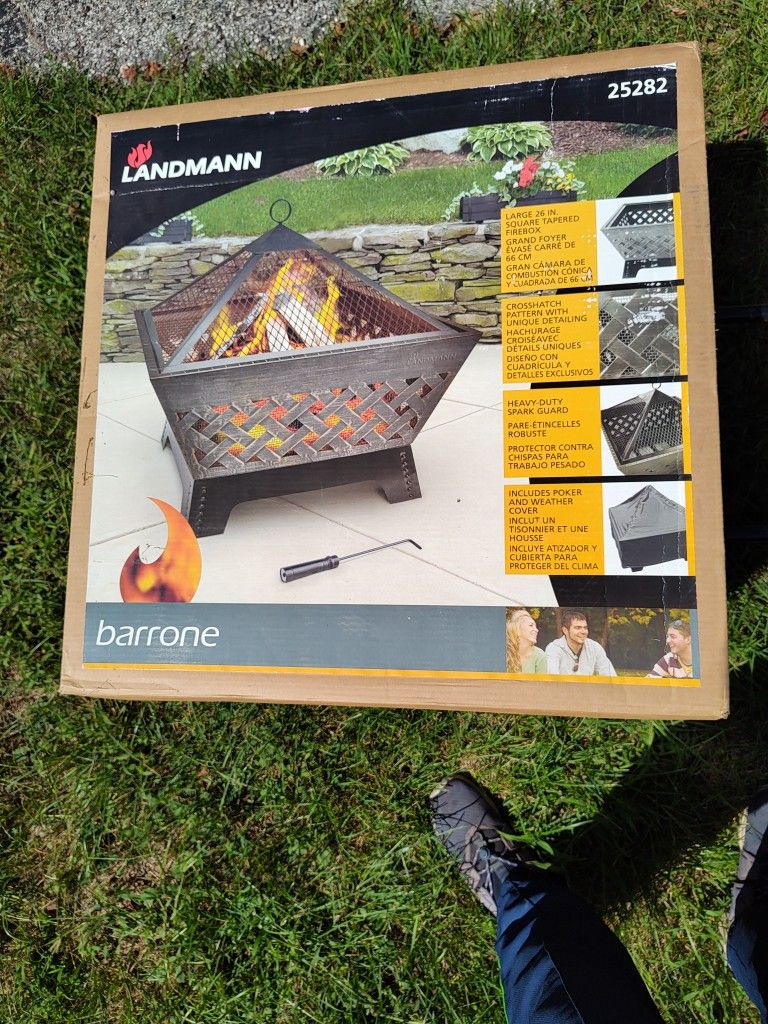 Landmann USA 26.2" WIDE SQUARE SHAPED Antique Bronze Fire Pit