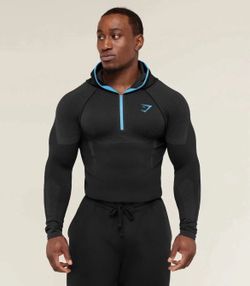 Gymshark Onyx 5.0 Seamless Hoodie - Black/Onyx Grey
