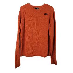 Abercrombie & Fitch Mens Orange Vintage  V Neck Knit Sweater A 92 Logo Size XL