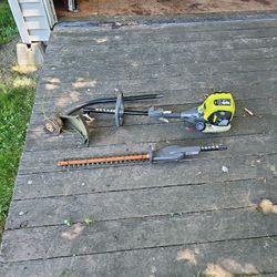 RYOBI string Trimmer + Hedge Trimmer Attachement