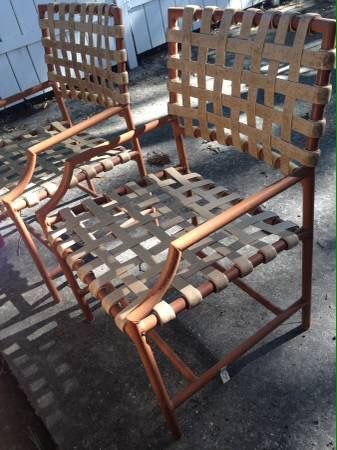 Four Metal Pool Chairs, Brown in Color