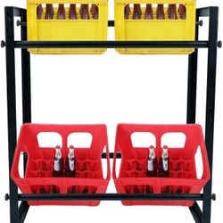 Water Bottle Organizer Drinks Crate Holder Storage Rack Metal Free Standing Soda Drink Beverage Crate Storage Shelf Wine Rack for Pantry Kitchen Party