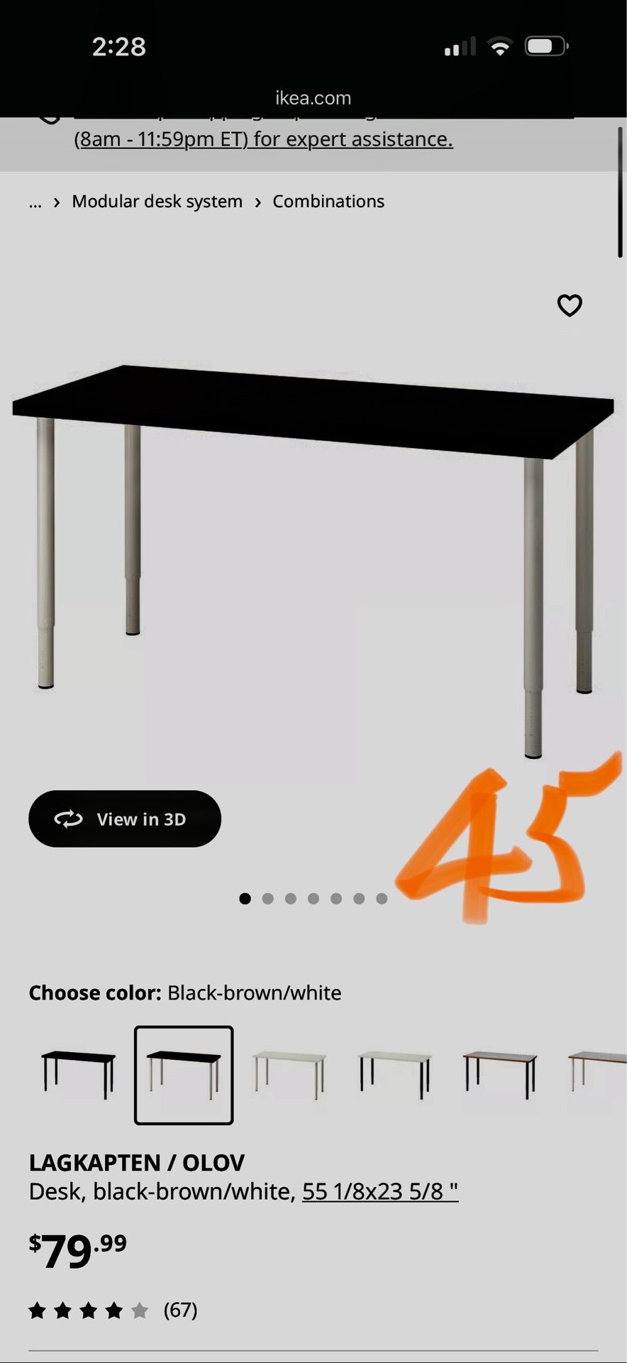 Ikea desk black