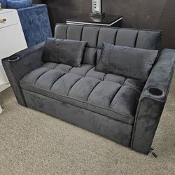 Brand New Sofa Adjustable Bed Black Velvet With 2 Pillows $389 