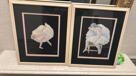 Pair of framed ballerina prints