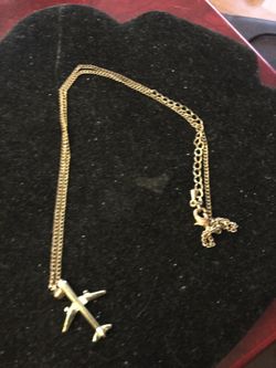 Mid century 22” necklace with airplane pendant..