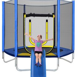 7 Ft Kids Trampoline With Slide 