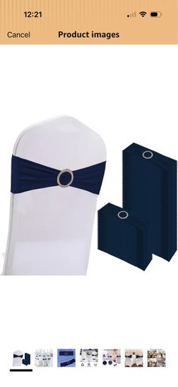 50 Spandex Stretch Chair Sashes Bows Elastic Chair Cover Bands Ties with Buckle Slider for Wedding Party Reception Events Universal Ceremony Banquet D