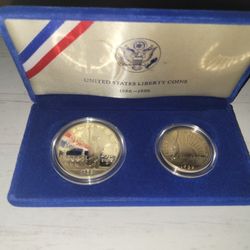1986-S ELLIS ISLAND LIBERTY $1 AND 1/2 DOLLAR SET
