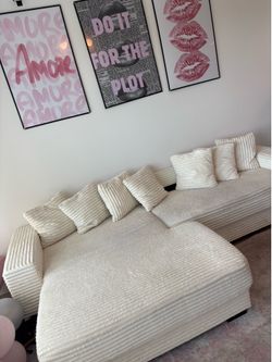Beige cloud couch (covers are washable)
