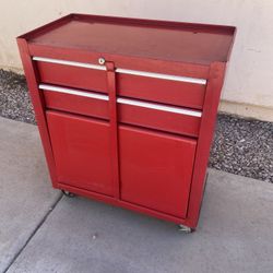 Small Red Tool Box 31”H 26.5”W 14”D For Sale