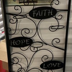 LOVE HOPE FAITH Tealight Sconce Wall Hanging 5 Candle Holder Metal Decor 18x12