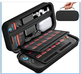 Switch Carrying Case Compatible with Nintendo Switch 2, with 24 Games Cartridges Protective Hard Shell Travel Carrying Pouch for Console & Accessories