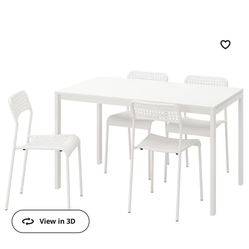 IKEA White Table With 4 Chairs 