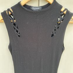 Black Mock Neck Mini Dress Size S