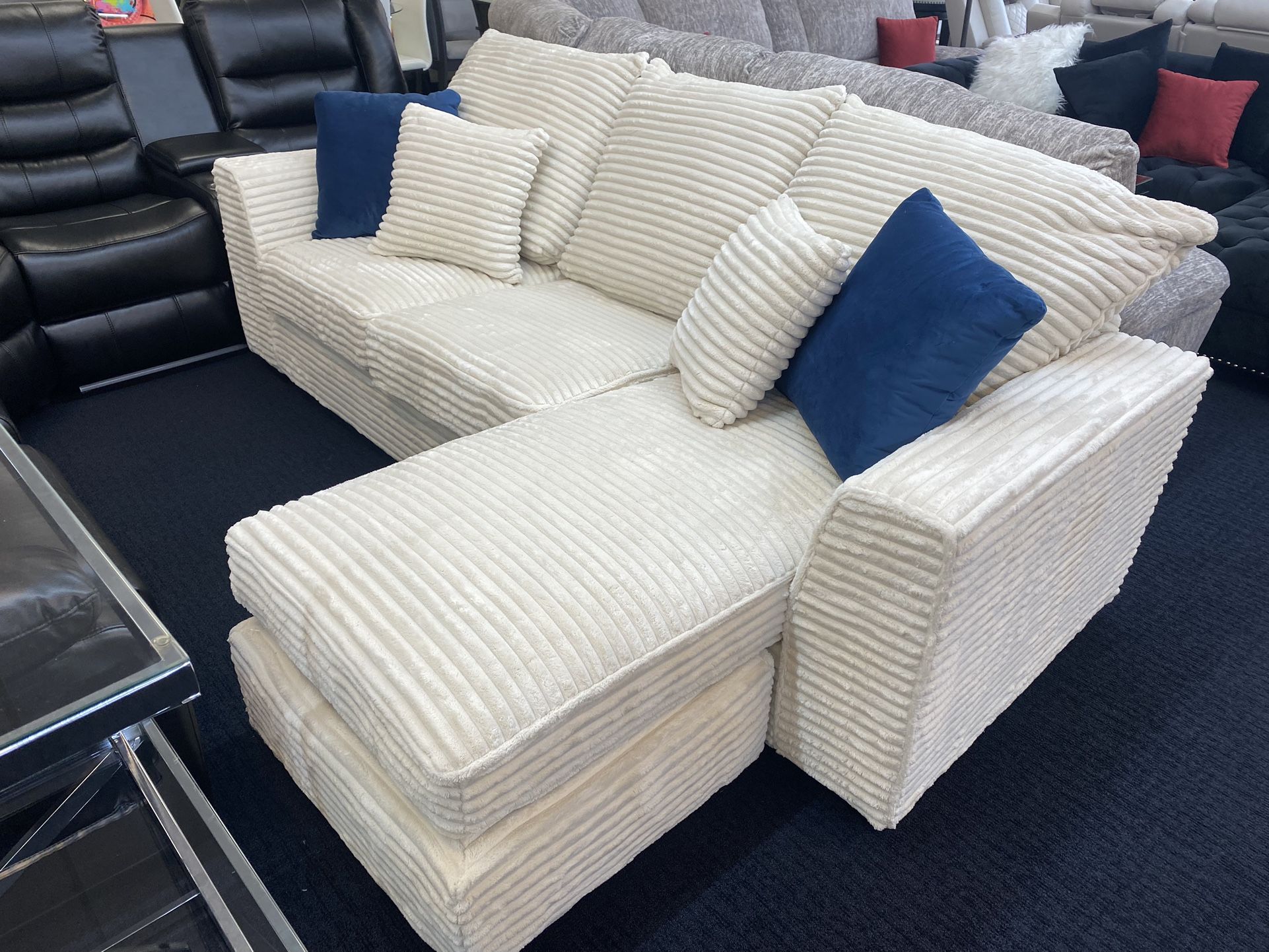 New Corduroy, Sectional In Cream Or Black