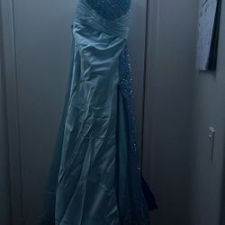 Blue Sequence/satin Gown