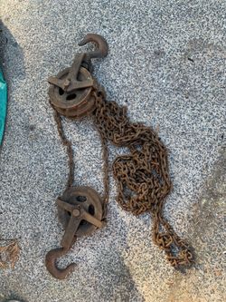 Antique Chisholm and Moore chain hoist