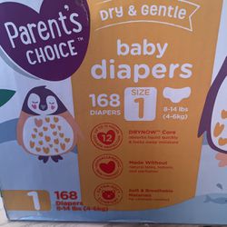 Parents Choice Size 1 “168 Diapers”