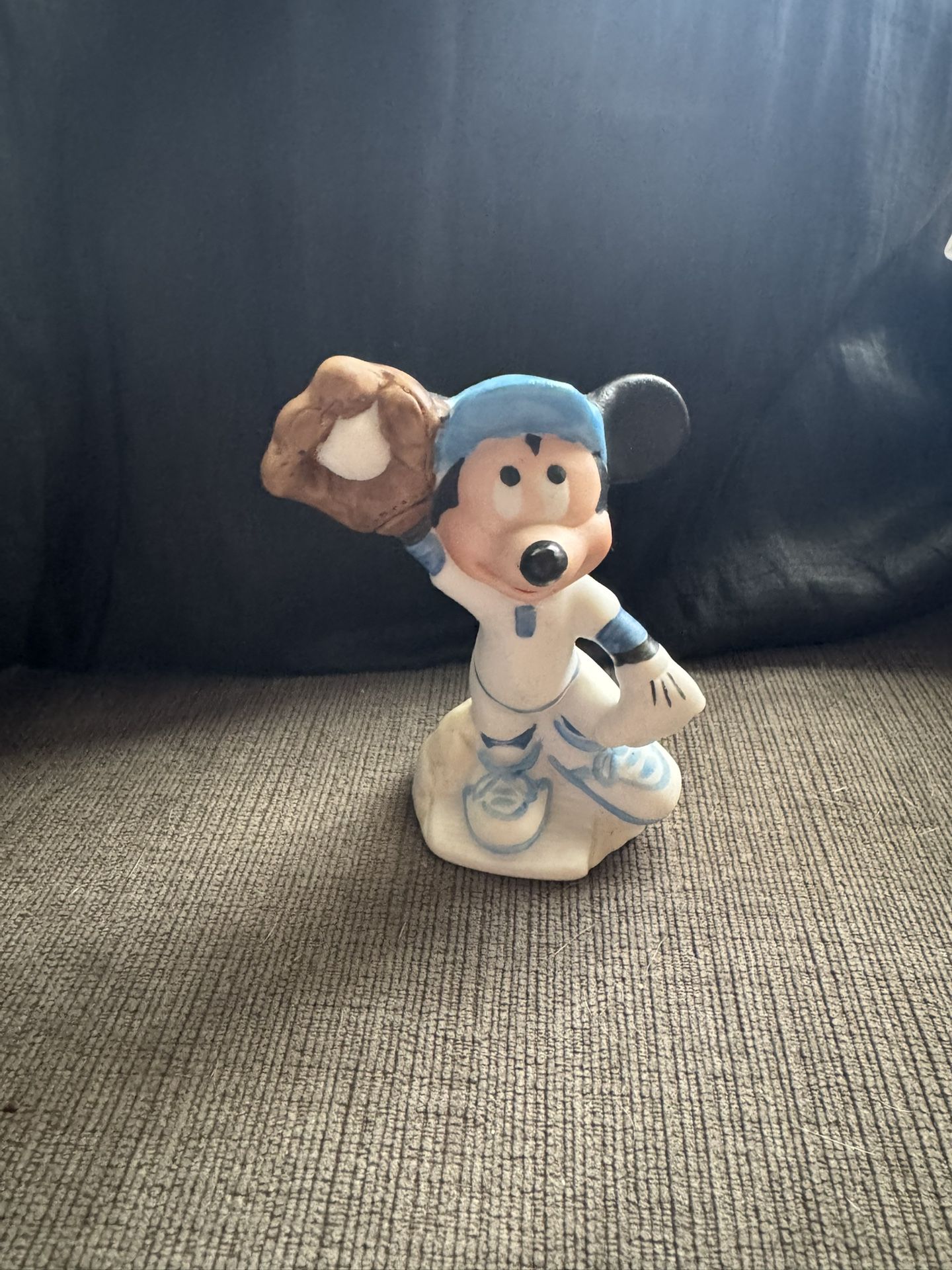 Vintage Schmid Walt Disney Mickey Mouse Playing Baseball Figurine, Collectible